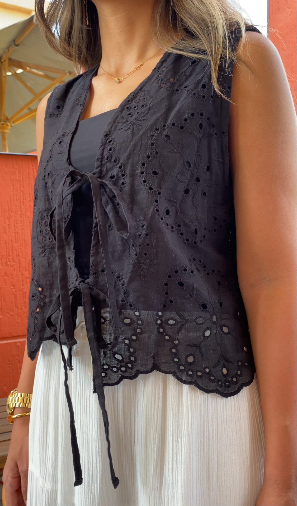The Embroidered Vest In Black